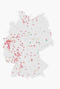 Karte zum Belegungsstatus der Frauenhäuser in Deutschland, Quelle: Correctiv.org